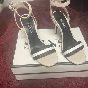 Senso high heel strapped shoe.